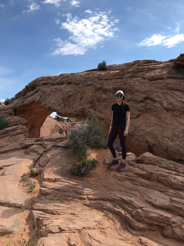 Hiker wearing La Sportiva trail running shoes at Canyonlands Nation Park in Utah